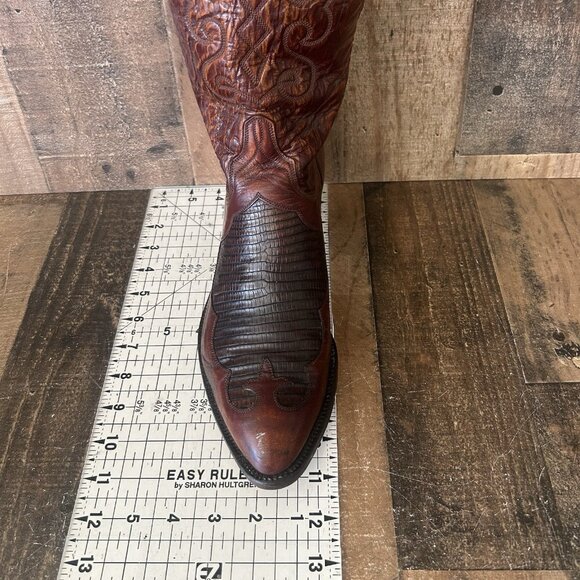 Lucchese San Antonio Vintage Teju Lizard Inlay Western Cowboy Boots Mens 10.5 D - Picture 5 of 12